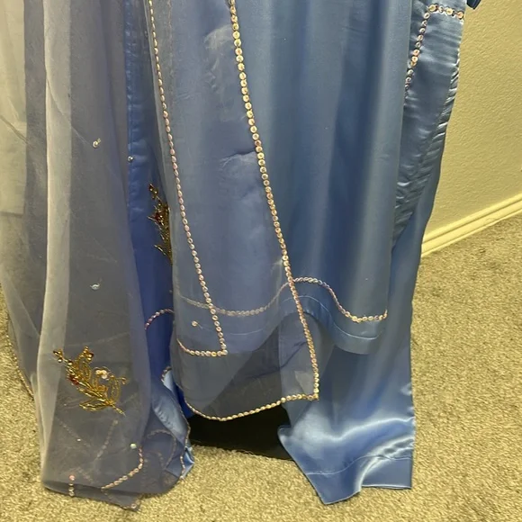 Shalwar kameez organza Duppatta blue size small. Indian Pakistani wear. - Picture 4 of 17